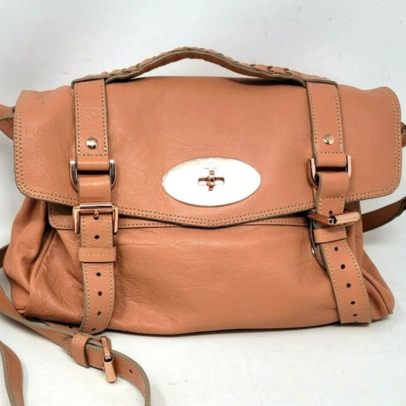 Mulberry Alexa Peach Soft Buffalo Leather Medium Satchel Shoulder Hand Bag Auth - Picture 2 of 12